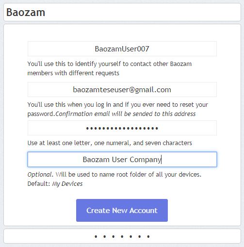 Fig. 3. Baozam new account form example